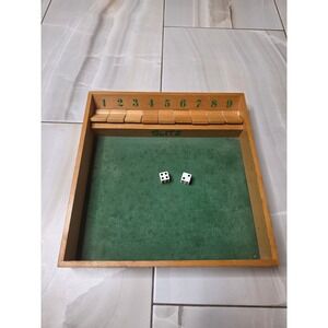 Vintage Blitz Wooden Shut the Box Dice Game Green Felt 9 Number Flipper Tabletop